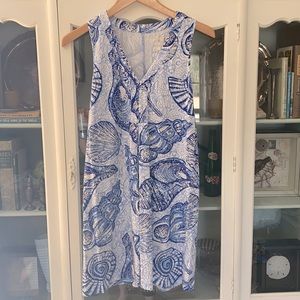 Lilly Pulitzer cotton sleeveless swing dress blue shell XS